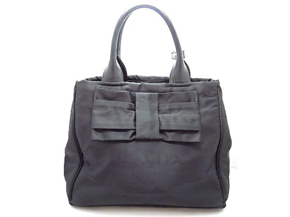 Prada Handbag Ribbon Black